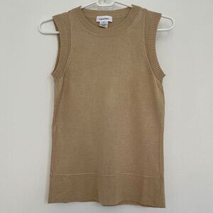 Vintage Calvin Klein 100% Silk Knit Tan Tank Top